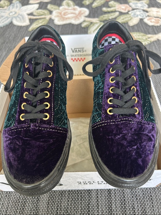 Vans Other - Vans Velvet Low-Top Sneakers in Purple & Teal with Black Soles
